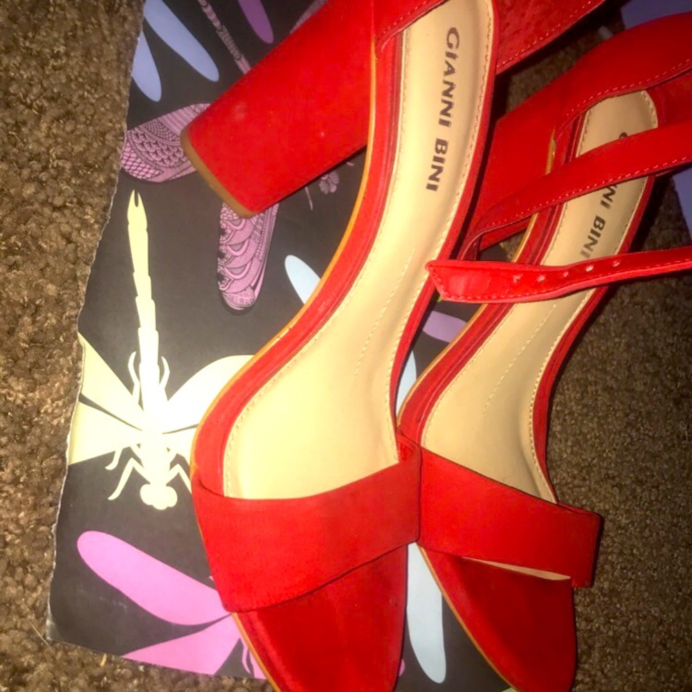 Gianni Bini, size 7, Red heels, worn once. (4 inch square heel)